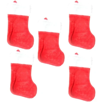 Image of SHATCHI Large Traditional Father Christmas Deluxe Santa Stocking Velvet Fluffy Plush Sack for Kids Gift Bags Xmas Holiday Hanging Decorations 20X48CM, Red/White, 5pcs