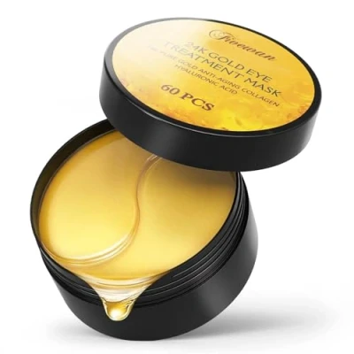 Image of Fivewan 24k Gold Under Eye Patches 60 Pcs Mask Pure Anti Aging Collagen Hyaluronic Acid for Removing Dark Circles, Puffiness &amp; Wrinkles Refresh Your Skin