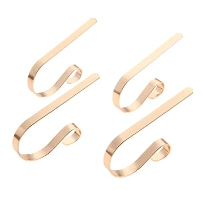 Image of Mgoodoo Christmas Stocking Hooks for Fireplace,Stocking Holders Mantle, 4 Pack Metal Fireplace Hanger Party Decoration (Light Gold)