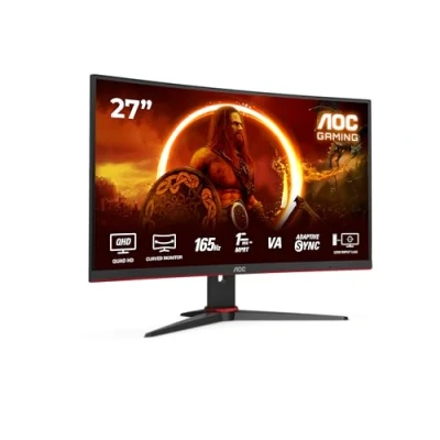 Image of AOC Gaming CQ27G2SE 27 Inch QHD Monitor, 165Hz, VA, 1ms, FreeSync Premium, Low Input Lag, Shadow Comtrol, Game Modes (2560 x 1440 @ 250 cd/m, HDMI 2.0 2 / Display Port 1.2)