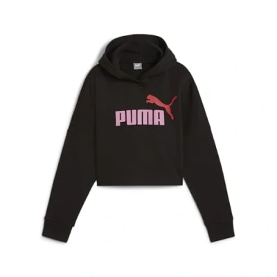 Image of Puma LOGO Cropped Hoodie Unisex for kids, Size: 15 16y, Black