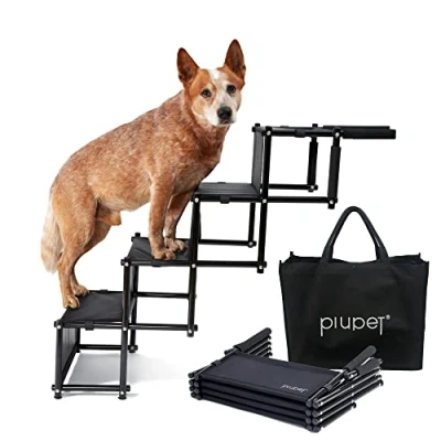 Image of PiuPet® Dog Steps I Loadable up to 80kg Car Ramps Usable All Vehicles Large and Small Dogs Black for Cars Foldable Ramp Water Repellent &amp; Easy Clean