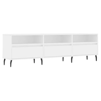 Image of vidaXL TV Cabinet Classic White, Engineered Wood Media Unit with Ample Storage Scandinavian Style For Living Room Assembly Required