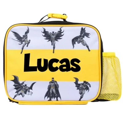 Image of BATMAN Personalised Children’s Lunch Bag Insulated School for Boys Thermal Box Black