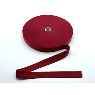 Image of Burgundy Cotton Blend Binding Apron Herringbone Twill Webbing Tape Sew Strap 25mm Wide 1&quot; 5 metres