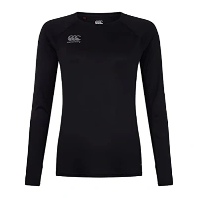 Image of Canterbury Women&#039;s Vapodri Super Light Long Sleeve T Shirt, Black/Gunmetal Grey, 18