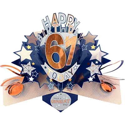 Image of Happy 61st Birthday 61 Today Pop Up Greeting Card Love Kate&#039;s Cards Him POP204MC61