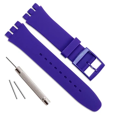 Image of Waterproof Silicone Rubber Watch Strap Band for Swatch (17mm 19mm 20mm) (17mm, Blue)
