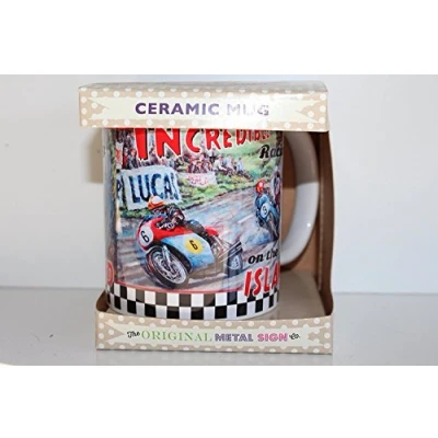 Image of Original Metal Sign Co Isle of Man TT Incredible Racing on the Island Classic Retro Art Ceramic Mug in Gift Box