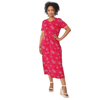 Image of Roman Petite Womens Floral Print Midi Dress Yellow Size 18 UK