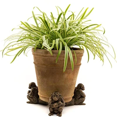 Image of Potty Feet Chimpanzee Figures Plant Pot Handmade Planter Support Decorative Ornaments 3pcs