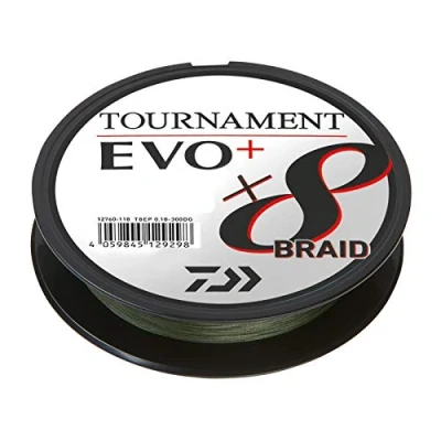 Image of Daiwa Tournament X8 Braid EVO+ 0.10mm, 6.7kg/14.7lbs, 135m Dark Green, Braided Fishing Line, 12760 010