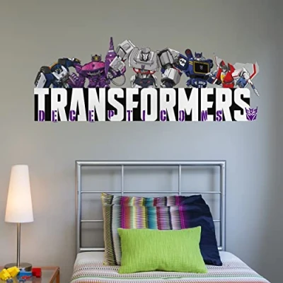 Image of Stickerscape Official Transformers Wall Stickers Boy&#039;s Bedroom Accessories Art Decor Autobots Decepticons Optimus Prime Megatron Bumblebee Large Vinyl (Depticon Size)