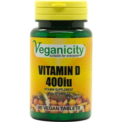Image of Veganicity Vitamin D3 400iu (10µg) : D General Health &amp; Joint Supplement: 90 Vegan Tablets, in a Planet Friendly 99% Recycled Pot
