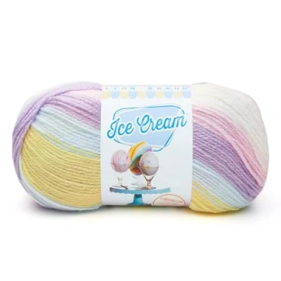 Image of Lion Brand Yarn 100 Percent Acrylic Ice Cream Yarn, Cotton Candy,10.89 x 10.89 22.32 cm