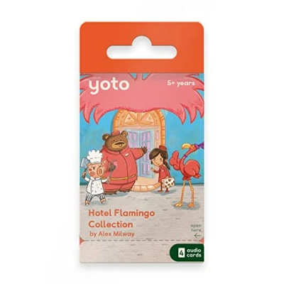Image of Yoto Hotel Flamingo by Alex Milway 4 Kids Audio Cards for Use with Player &amp; Mini All in 1 Player, Educational Screen Free Listening Fun Stories Playtime Bedtime Travel, Ages 5+