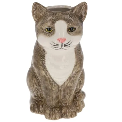 Image of Shudehill Giftware Moggy Pots Vase Black &amp; White or Ginger Cute Cat Plant Pot Small Large (Ginger, Small)