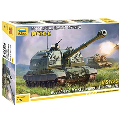 Image of Zvezda ZV5045 500785045 1:72 2S19 MST Russ.Self Propell.Howitzer Plastic Model Assembly Kit for Beginners Detailed, Unvarnished