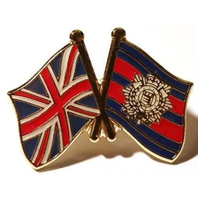 Image of UK &amp; Royal Logistics Corps Friendship Flag Pin Badge