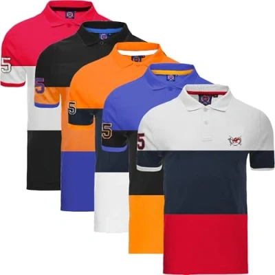 Image of Mens Multipack Polo Shirts Short Sleeve Plain Pique Top Designer T Shirt Tee Big Sizes, Assorted, S