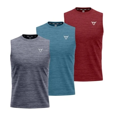 Image of 3 Pack Running Muscle Sleeveless Tank Top for Men Dry Fit Workout Tops Shirts Training Bodybuilding Vests
