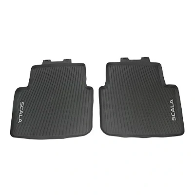Image of Skoda 657061512 All Weather Floor Mats Rear Rubber 2 x Premium with Scala Lettering, Black