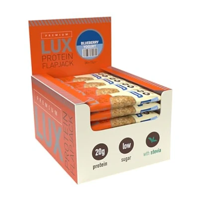 Image of Premium LUX Protein Flapjack Bars High Protein, Low Sugar Snack Bodybuilding Warehouse Blueberry Yogurt (24 x 75g)