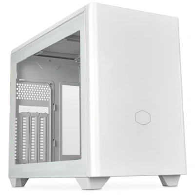 Image of Cooler Master MasterBox NR200P V2 White Mini ITX Computer Case Glass Side Panel, Vertical GPU Layout, PCIe 4.0 x16 Riser Cable, Tool Free 360 Degree Access, 120mm PWM Fan, USB 3.2 Gen 2x2 Type C