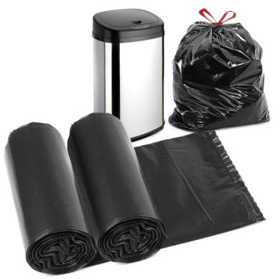 Image of GEEZY 30L Black Bin Bags 40 Pack Recyclable Anti Drip Kitchen Liners Strong and Durable Refuse Sacks Home Office Rubbish Household Garbage