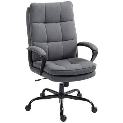 Image of HOMCOM Fabric Office Chair, Computer Desk Chair for Home, Charcoal Grey