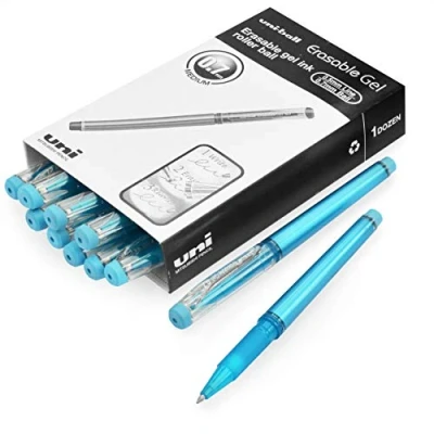 Image of uni ball UF 222 07 Erasable Rollerball Gel Pens. Premium 0.7mm Ballpoint Tip for Super Smooth Writing, Drawing &amp; Colouring.. Pack of 12 Sky blue