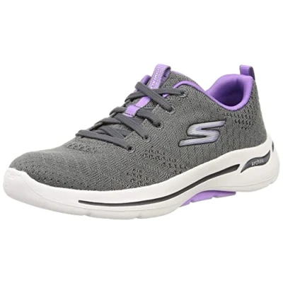 Image of Skechers Women&#039;s GO Walk Arch FIT Unify Sneaker, Gray/Lavender, 9.5 Wide
