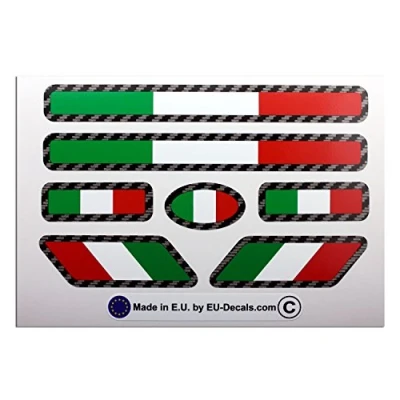 Image of 7X Italian Italy flags Carbon fiber outline Laminated Decal Sticker for helmet and bike MioVespa collection
