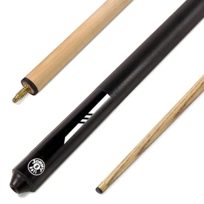 Image of Jonny 8 Ball RISS 57 Inch 2 Piece Centre Joint English Pool Cue with Ash shaft and 8.5mm Elk Master Tip (Black Knight)