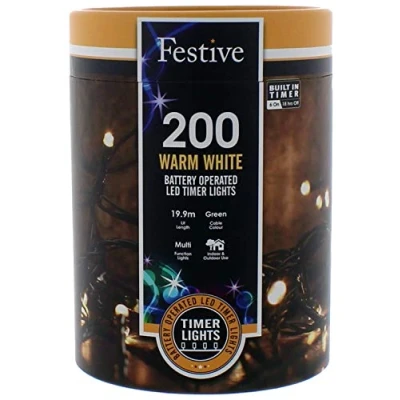 Image of Festive Productions 200 LED Battery String Lights : Timer Warm White