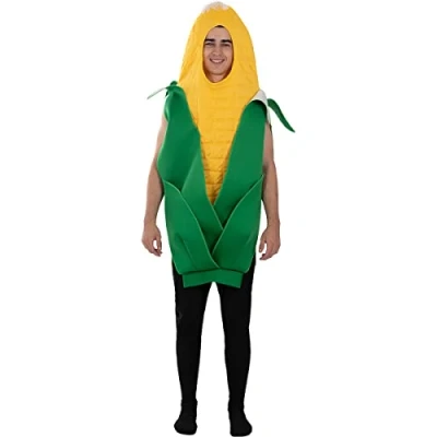 Image of Funidelia Corn on the Cob Costume for men and women Food, Drink, Funny adults accessory fancy dress &amp; props Halloween, carnival parties One Size Yellow