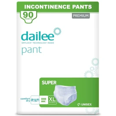 Image of Dailee Pants Super XL 90x Incontinence for Men and Women 6 Pack of 15 Adult Nappies High Absorbency Pull Up Diapers, Leak Proof Disposable Protective Briefs