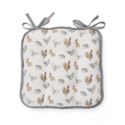Image of Cooksmart British Designed Chair Cushions Pads For Dining Chairs Seat Great Adding Extra Padding Country Animals
