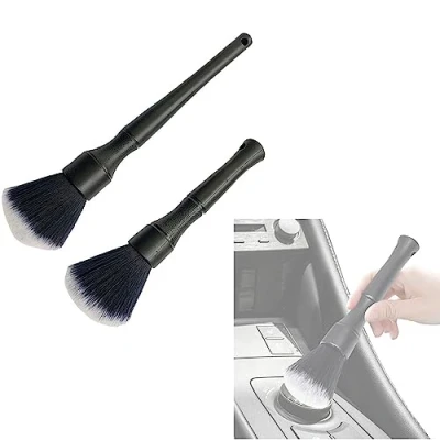Image of Car Detailing Brush,2Pcs Automotive Detail Cleaning Brushes Soft Auto Brush Kit Tool Reusable For Vents Dash Trim Wheel