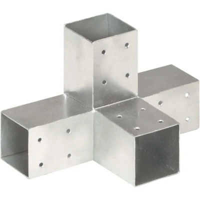 Image of vidaXL Post Connector X Shape Galvanised Metal 71x71 mm