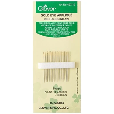 Image of Clover Gold Eye Applique Needles No. 12, Metal