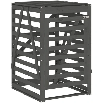 Image of vidaXL Wheelie Bin Storage Grey 84x90x128.5 cm Solid Wood Pine