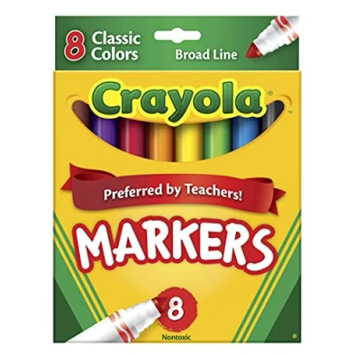 Image of Crayola Broad Line Markers, School Supplies, Colors may vary, 8 Count