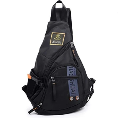 Image of Leather Sling Bag Crossbody Backpack for Men Women Outdoor Travel Camping Hiking Handbag Shoulder Chest Pack Daypack