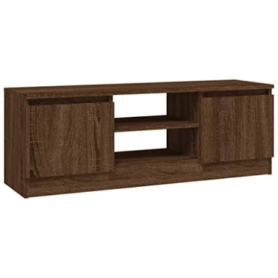 Image of vidaXL Modern TV Cabinet with Door Brown Oak Finish, Sturdy Engineered Wood Construction, Ample Storage, Easy Home Assembly Solution, Ideal for Living Room and Bedroom
