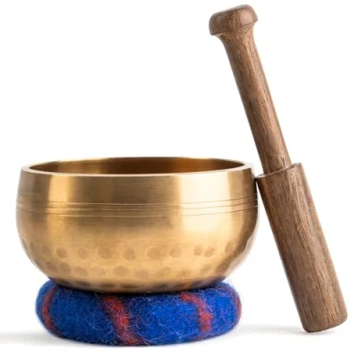 Image of Tibetan Singing Bowl Set — Meditation Sound Handcrafted in Nepal for Healing and Mindfulness (3.5 Inch Bowl)