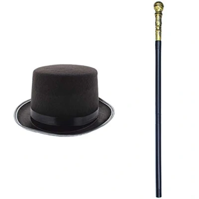 Image of Zac&#039;s Alter Ego Fancy Dress Victorian Top Hat &amp; 70s Pimp Stick/Staff/Cane