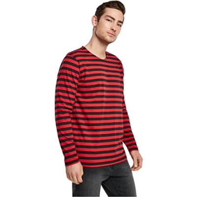 Image of Urban Classics Stripe LS Long sleeved top, Men&#039;s, Size: Small, Red