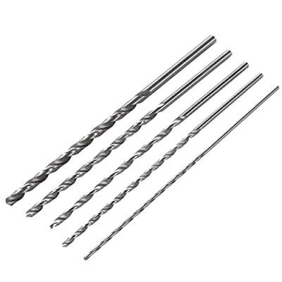 Image of SyiXute 5 Pcs Extra Long Drill Bits,High Speed Steel HSS Twist Bit Set,150 mm Professional Bits for Wood Metal Aluminum Plastic (2/3/3.5/4/5 Diameter)