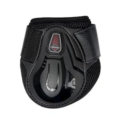 Image of LeMieux Derby ProJump Fetlock Boot Close Fitting Vented TPU Shell Soft Lining Black Medium